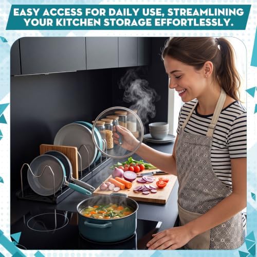 Sieral 4 Pack Expandable Pots and Pans Organizer Under Cabinet,Black
