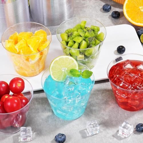 BYSNOW 100 Pack 9 oz Clear Plastic Cups, Disposable Plastic Cocktail Cups
