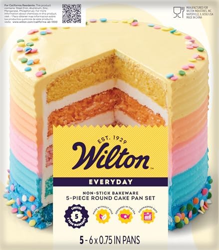 Wilton Easy Layers Steel Layer Cake Pan Set, 6-Inch, 5-Piece, (Pack of 4)
