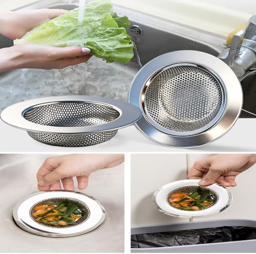 Seatery Kitchen Sink Drain Strainers/Filter/Screen/Basket Strainer, Stainless Steel Food Scraps Drain Catcher, Outer Diameter 4.5 inch/11.3cm, Inner Diameter 3 inch/7.6cm, Pack of 4