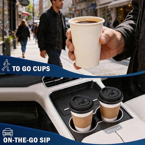 MOUMOULIFE Disposable Paper Coffee Cups 12 oz 1000 Count Bulk, Leak-Proof White Hot/Cold Cups for Office, Party, Home, Travel, Business Events