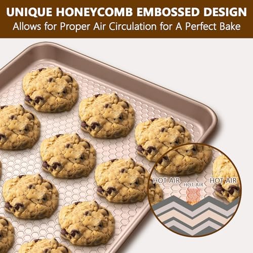 Wildone Baking Sheet Pan Set of 2, Honeycomb Embossed Nonstick Cookie Sheet
