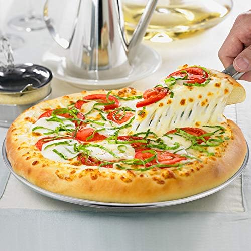 P&P CHEF Pizza Pan Set of 2, 10 Inch Stainless Steel Pizza Tray, Silver