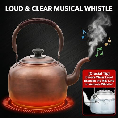 3.2 QT Solid Copper Whistling Kettle | Large Capacity & Cool-Touch Handle
