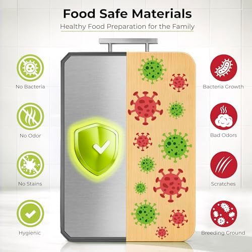 Freshware Titanium Cutting Board for Kitchen, Set of 2, Double Sided Cutting Boards, Pure Titanium/PP, Chopping Board with Juice Grooves, Dishwasher Safe, Medium 12.1" by 8.3" and Large 16.2" by 11"