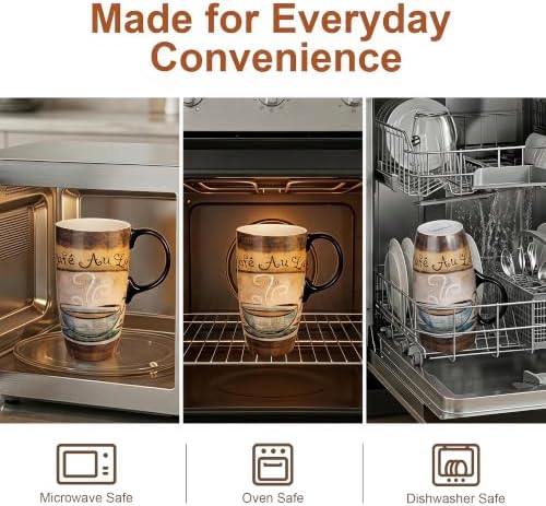 Topadorn Set of 2 Ceramic Travel Mugs with Lids, 17oz Floral Coffee Mug Set