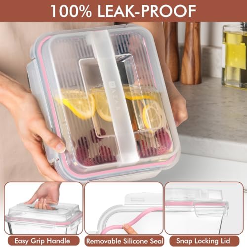 Razab 2700ml / 91Oz / 11.5 Cups Large Glass Food Storage Containers with Lids - Glass Meal Prep Containers for Roasting & Storing Leftover, Glass Lunch Container, Microwave & Oven Safe