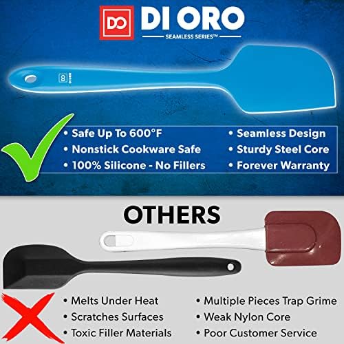 DI ORO Large Silicone Spatula - 600F Heat Resistant, Blue