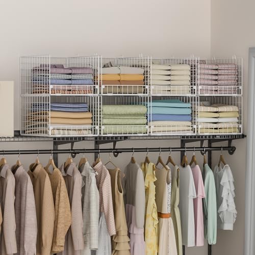 Yociyoga Stackable Closet Organizers and Storage - 4-Tier Stackable Storage Bins, Foldable Closet Shelf Organizer Basket, Clothes Organizers Shelves for Organizer System(Patent 30022416)