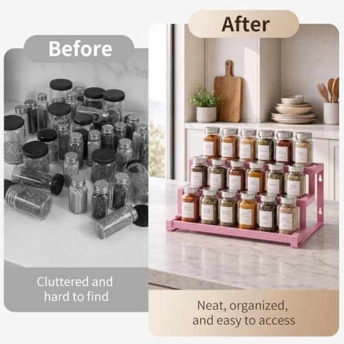 Expandable Spice Rack Organizer for Cabinet, Supports 17.6 lbs Per Tier