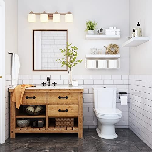 QEEIG Bathroom Shelves Over Toilet Wall Mounted (White, Set of 3, 15.7")