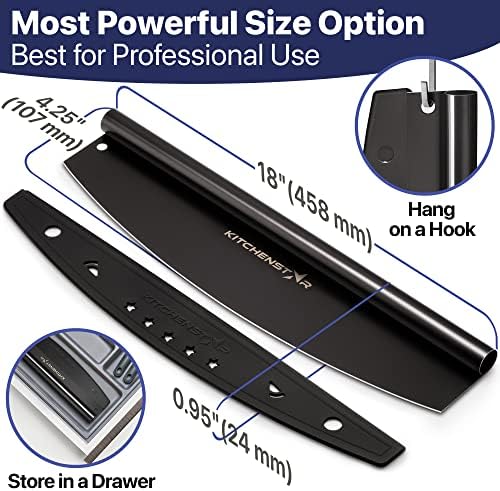 18-Inch Pizza Cutter Rocker Blade, 304 Stainless Steel Slicer Knife, Black