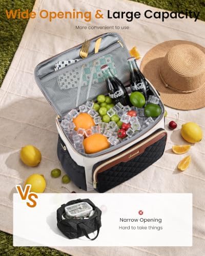 LOVEVOOK Insulated Lunch Bag for Women, Wide Opening Adult Lunch Box with Large Cup Holder, Large Leakproof Cooler Bag with Adjustable Shoulder Strap, Reusable Lunch Tote for Work Teacher Nurse Picnic