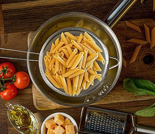 6.3" Fine Mesh Strainer with Stainless steel handle - Sieve Fine Mesh Stainless Steel - Ideal to Sift Flour, Icing Sugar, Fruits and Vegetables.
