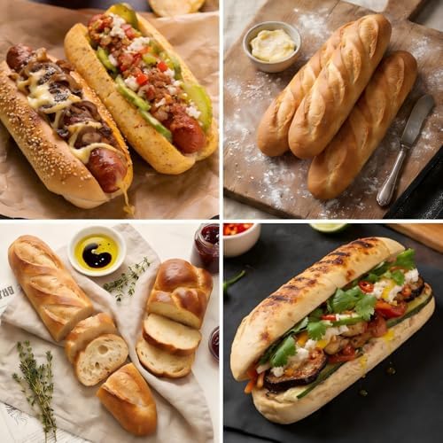 Dioycli Bread Mold for Baking Silicone Large Baguette Bread Pan, 4-Loaf