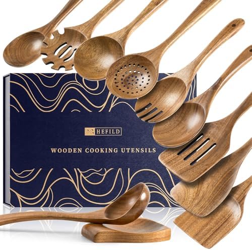 Wooden Spoons for Cooking, 11-Piece Acacia Wood Utensil Gift Set