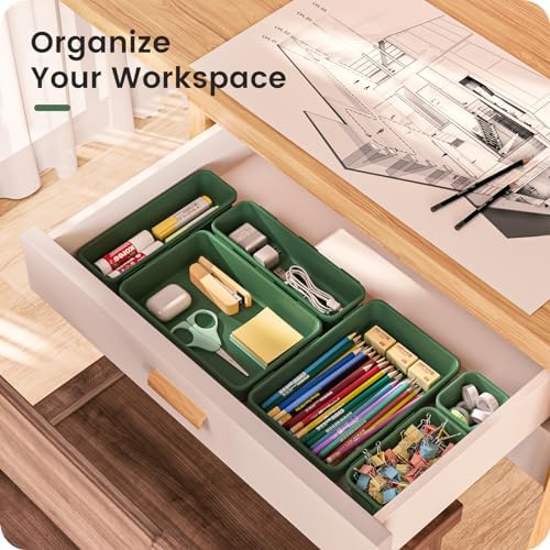 A-LuGei 【Military Grade】 Drawer Organizer for Vanity Bathroom Makeup Desk