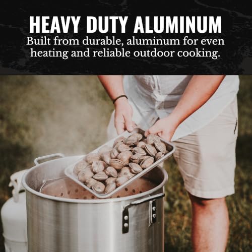 GasOne 60Qt Aluminum Stock Pot with Strainer and – Lid Large Deep Fryer Pot