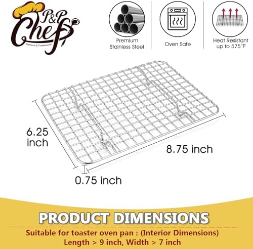 P&P CHEF 8.75 Inch Stainless Steel Cooling Baking Rack Set of 2