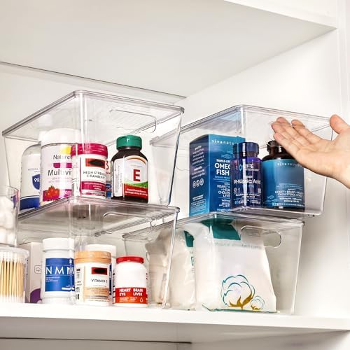 Vtopmart 2 Pack Clear Stackable Storage Bins with Lids and Handles, Large