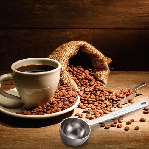 Geiserailie 2 Pcs 2 Tablespoon Scoops with Long Handle, 30 ml Stainless Steel Measuring Spoon for Coffee Milk Fruit Powder, Loose Tea Dry, Spice Jar, Cooking Baking, and Other Dry Goods
