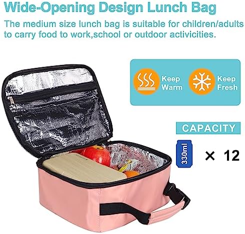 esouler Lunch Box Kids Insulated Lunch Bag for Boys & Girls Durable Children Lunchbox for School with Water Bottle Holder-Pink