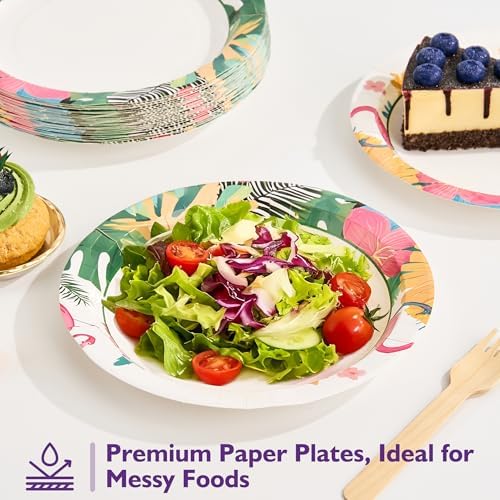 Disposable Paper Plates 8.5 Inch 300 Count, Floral Design