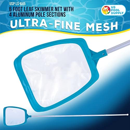U.S. Pool Supply Swimming Pool 6 Foot Leaf Skimmer Net with 4 Deluxe