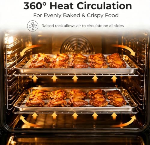 Onader Half Sheet Pan with Cooling Rack Set, 18x13 Inch Stainless Steel Large Baking Cookie Sheet, Metal Oven Baking Tray with Wire Rack, Nonstick, Includes 1 Pan + 1 Rack