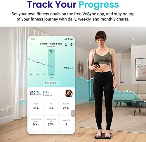 Etekcity Smart Scale for Body Weight and Body Fat, FSA Eligible, Ash-black