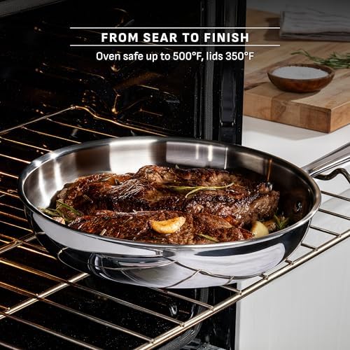 T-fal Pro Tri-Ply Stainless Steel Frying Pan Set, 3-Piece, Induction