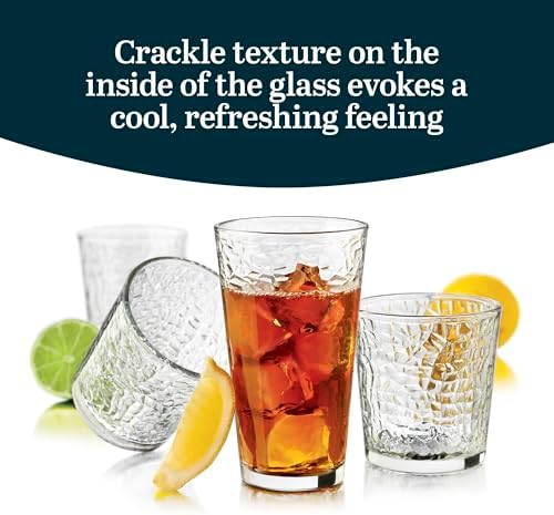 Libbey Yucatan Textured Tumbler & Rocks Drinking Glasses Set of 16