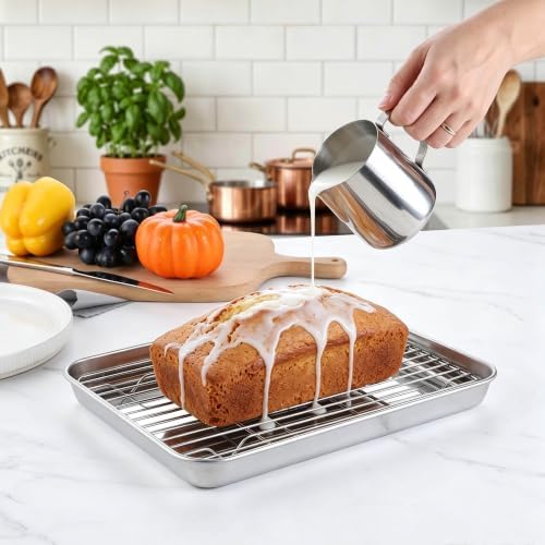 Homikit 9x7 Inches Mini Stainless Steel Baking Sheet with Cooling Rack Set