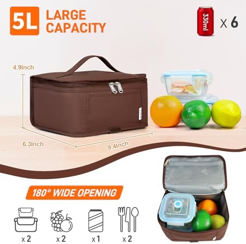 NOL Small Lunch Bag Mini Lunch Box Insulated Lunch Bag for Men/Women Leakproof Cooler Tote Bag Lightweight Nylon Waterproof Lunch Box For Work, Coffee