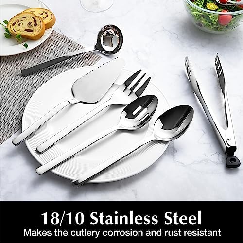 KINGSTONE 5 piece Large Hostess Serving Utensils Set,18/10 Stainless Steel