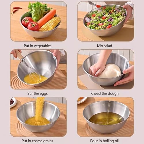 Stainless Steel Mixing Bowls Set of 2, 2.22 Qt with Measurement Marks, Dishwasher Safe, Stackable, for Baking, Salad, and Meal Prep