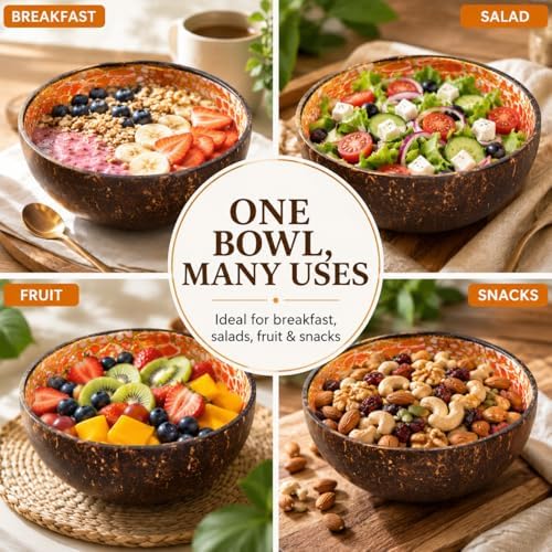 Natural Coconut Bowl Key Decorative - Candy Dish Container Entryway Table