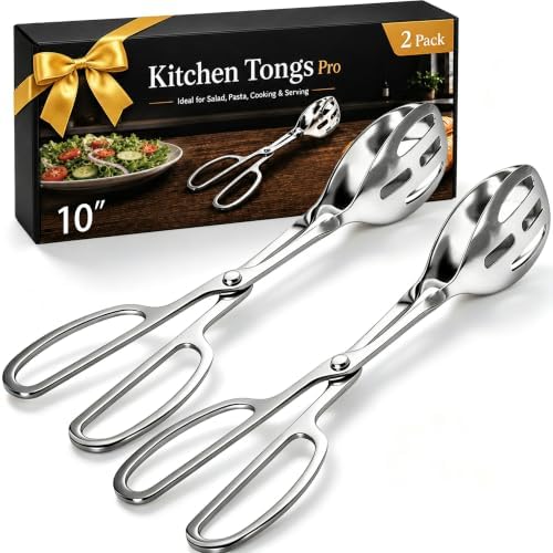Serving Tongs for Salad 2 Pack, Scissor Design Kitchen Tongs