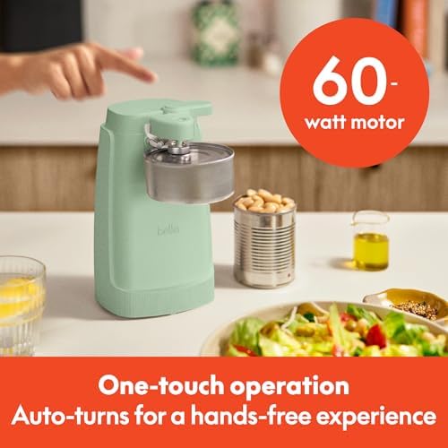 bella Electric Can Opener, Automatic One-Touch, Seaglass