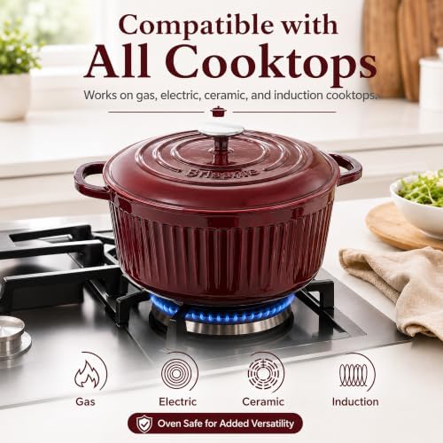 SENSARTE 5.5QT Dutch Oven with Lid, Enameled Cast Iron Dutch Pot Oven Safe