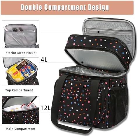 GLENKEY Expandable Lunch Box Insulated Leakproof Cooler Bag Work Outdoor