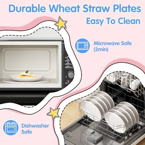 Quatish 16 PCS Reusable Plastic Plates, Dinner Plate, Plate Set, Beige