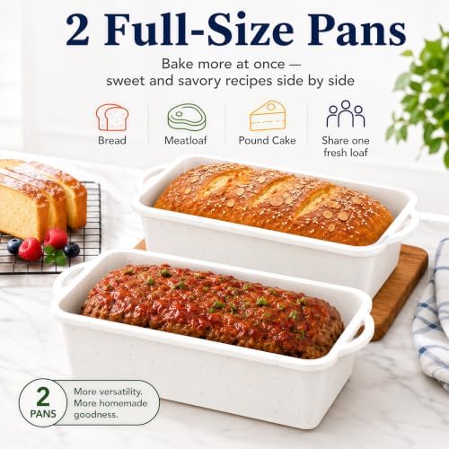 2 Pack 8.5x4.5 Standard Silicone Loaf Pans, BPA-Free Reinforced For Baking