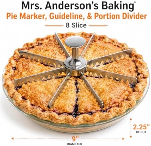 Mrs. Anderson’s Baking Pie Marker, Guideline, and Portion Divider, 8 Slice,Silver