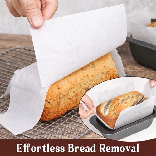 Webake 200Pcs Unbleached Parchment Paper Mini Loaf Pan Liners for 6x3 Small Banana Bread Pan, Original Precut, Non Toxic Baking Papers