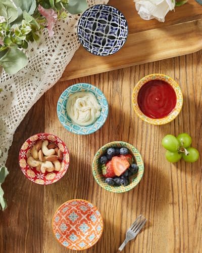 Metahom Ceramic Dipping Bowls, 4 Oz Small Colorful Bowl Set of 6, 3.5 Inch