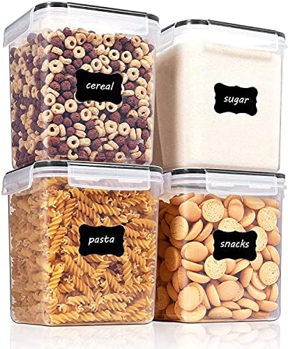 Vtopmart 2.5 L Flour Sugar Storage Containers, 4 PCS, Black