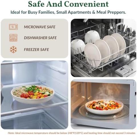 Homienly Wheat Straw Plates, 8 Inch Dessert Plates Set of 8, Unbreakable White Round Plate - Alternative to Plastic Plates, Lightweight Microwave and Dishwasher Safe Plate Set for Camping - White