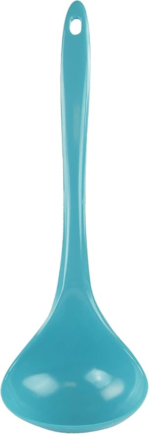 Reston Lloyd Melamine Soup Ladle Kitchen Utensil, Premium Quality Utensil with Heat Resistant Ergonomic Handle, Durable BPA-Free Plastic, 10.5 inch long, 6pc Set, Aqua-Blue