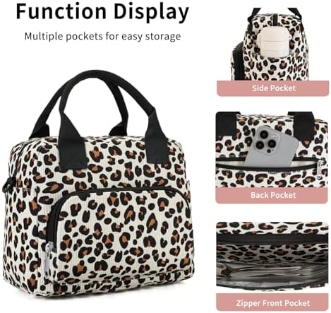 Lunch Bag Women Lunch Box for Women Adult Cute Insulated Lunch Bag Lager Cooler Lunch Tote Bags for Work Picnic (Leopard)
